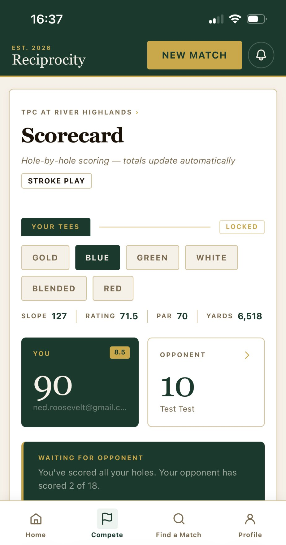 Reciprocity live scorecard